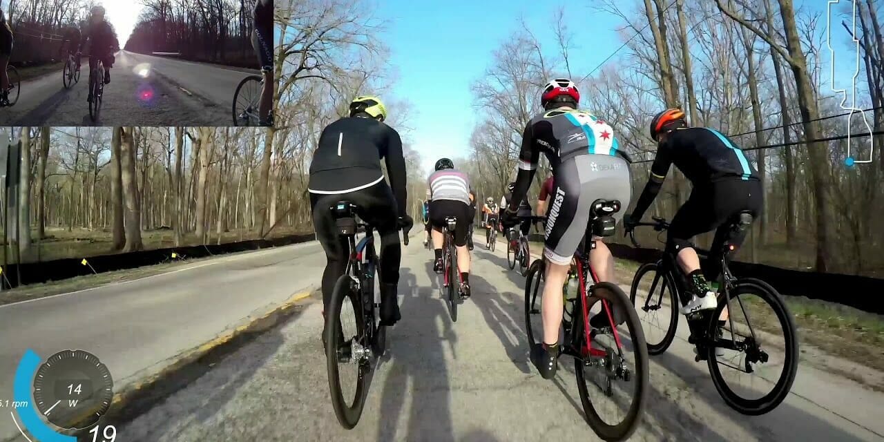 Group of cyclists seen from the back
