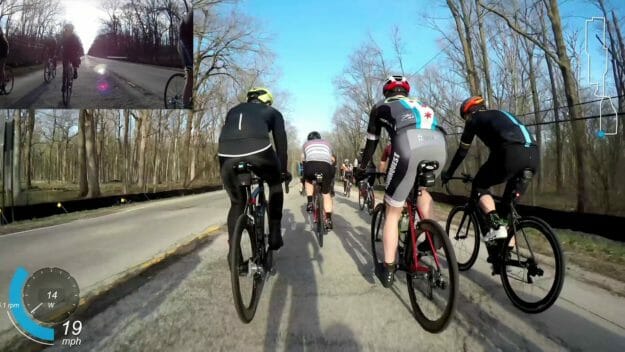 Group of cyclists seen from the back